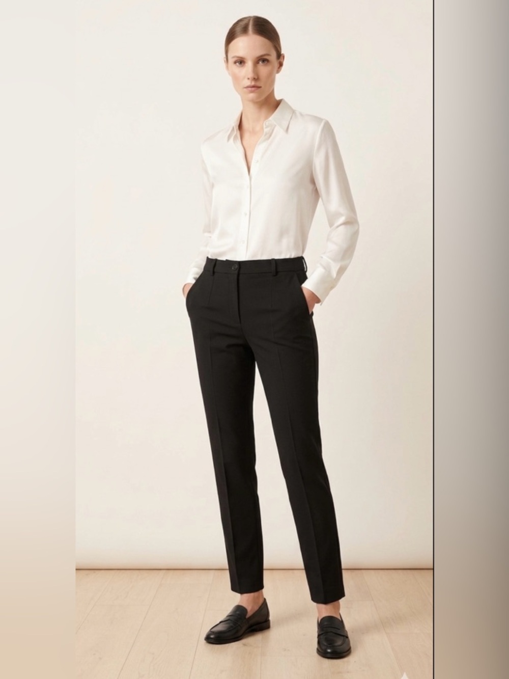 Patrizia Pepe Black Slim-Fit Suit Pants | Tailored Italian Trousers Size 2